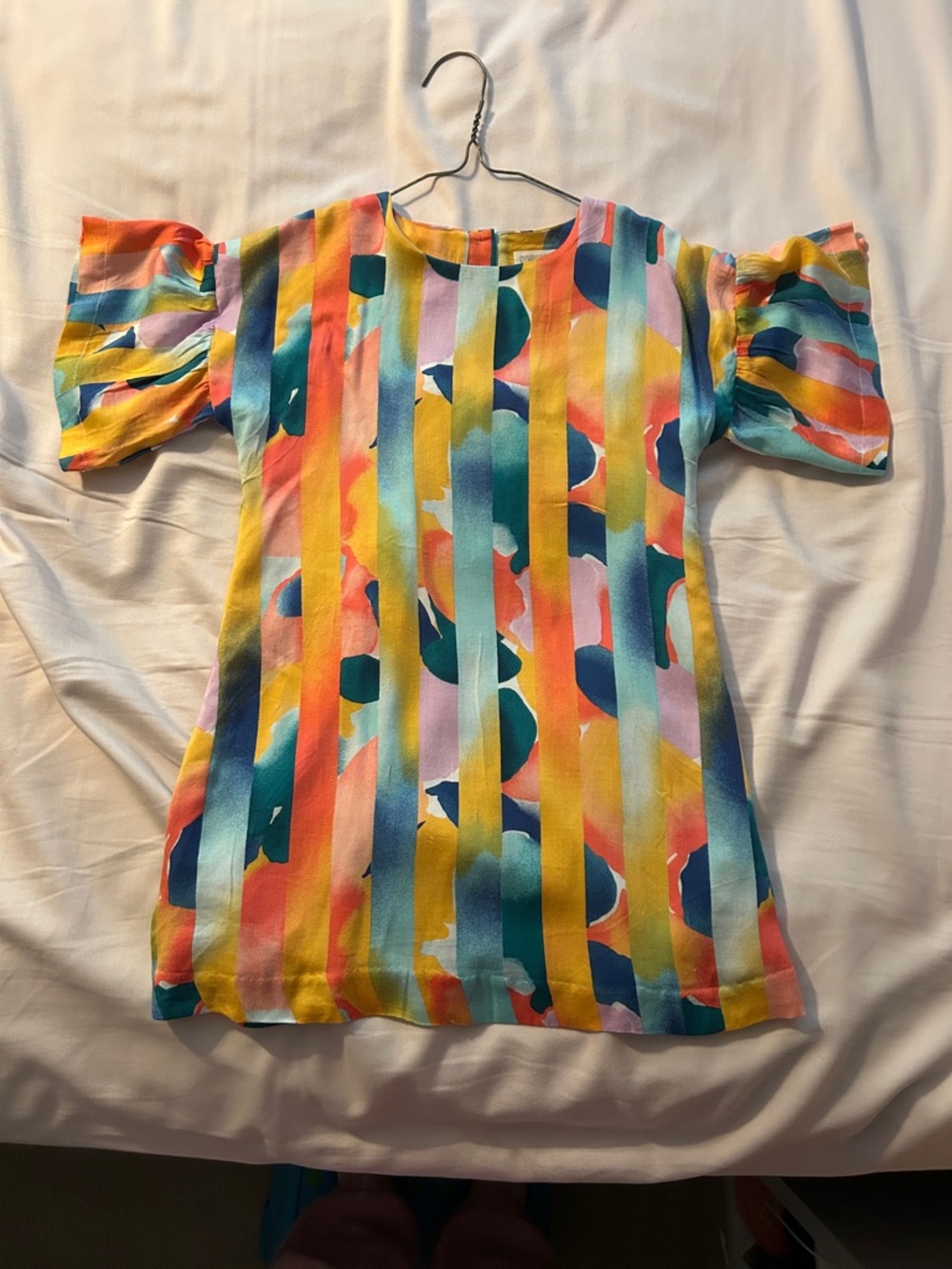 Bright Multi-Color Striped Dress with Puff Sleeves by Gymboree